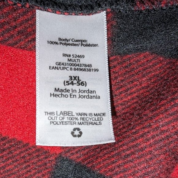 Red & Black Large Check Flannel Shirt George Soft Lightweight Mens 3XL 54-56 - Picture 7 of 8